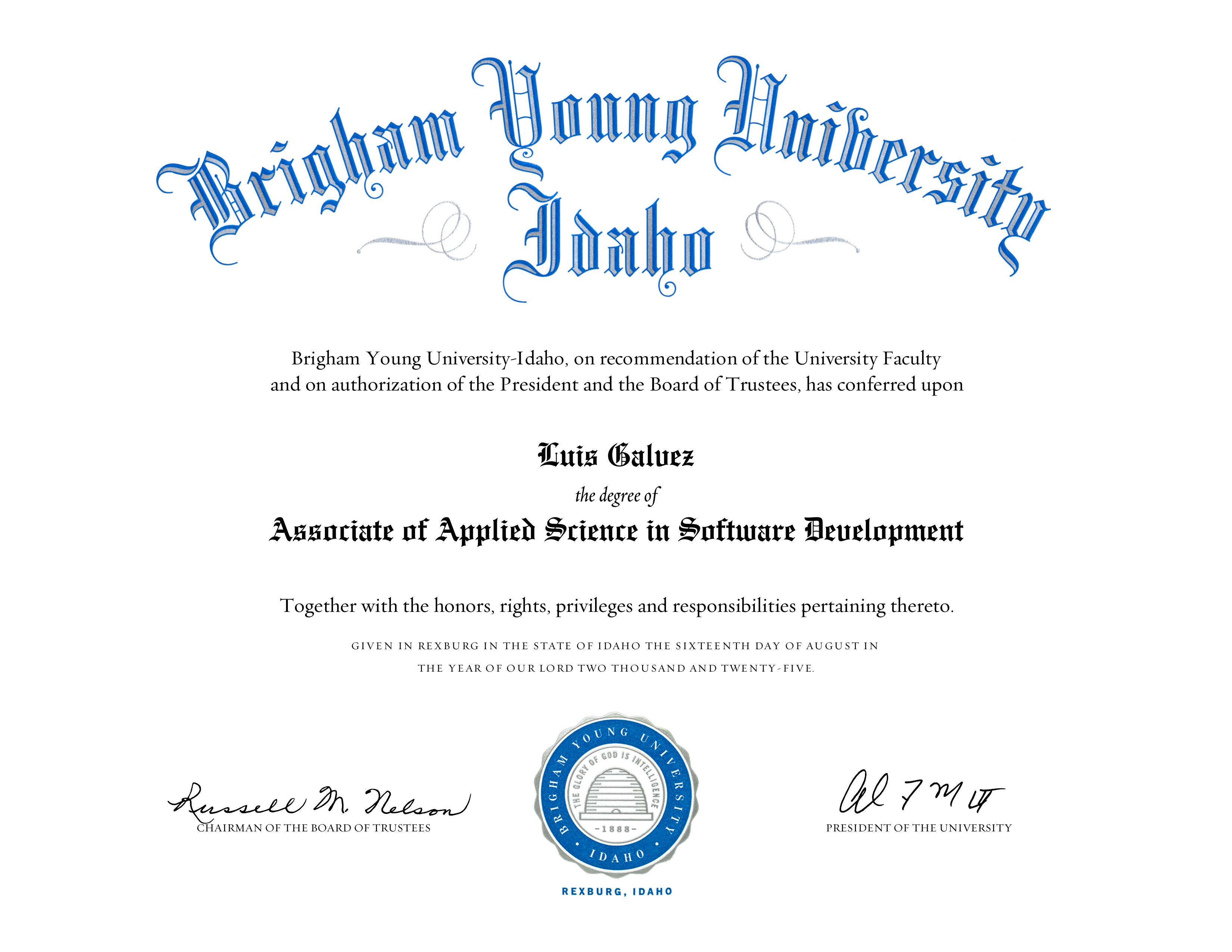 Associate of Applied Science Diploma