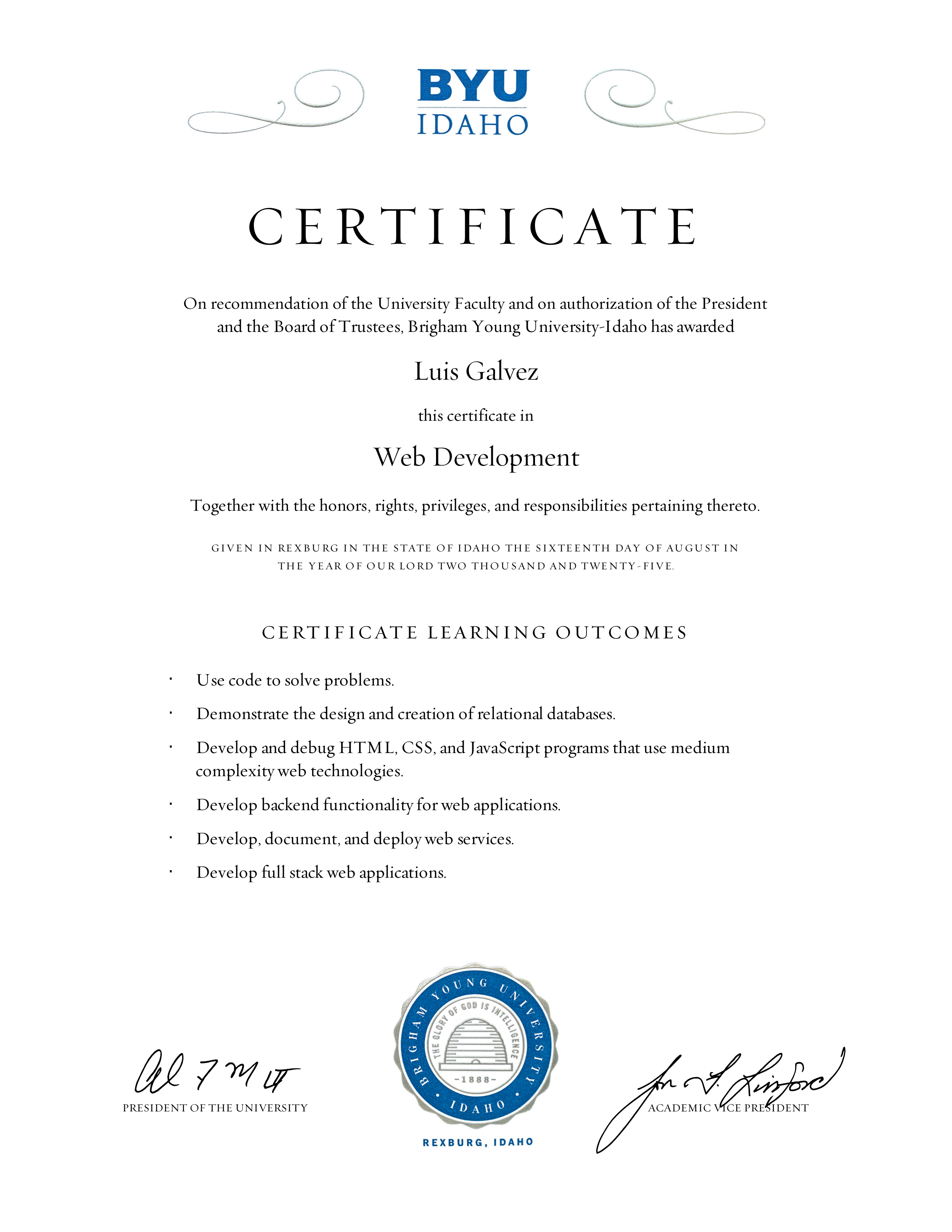 Web Development Certificate